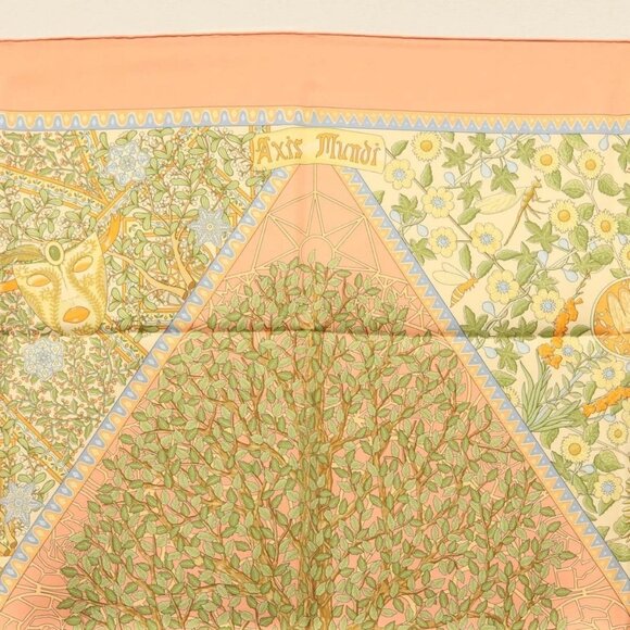 HERMES Carre 90 Scarf ""AXIS MUNDI"" Silk Orange Auth - Picture 4 of 16